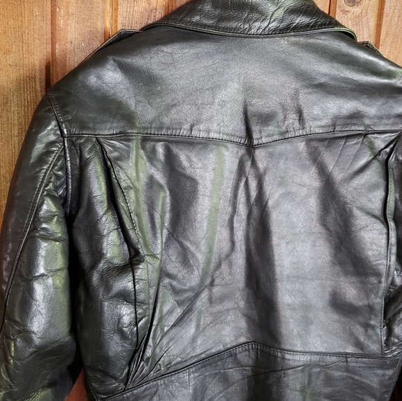 50s Vintage Moto Biker Leather Jacket Medium Black - Picture 4 of 11